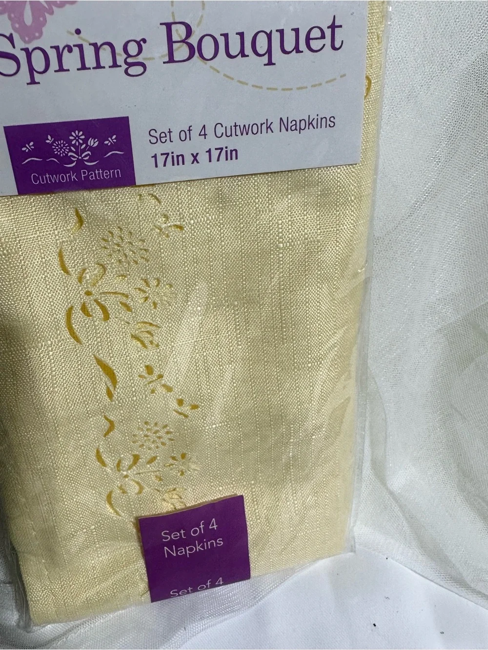 Spring Bouquet Cutwork Napkins - Cream - Set of 4